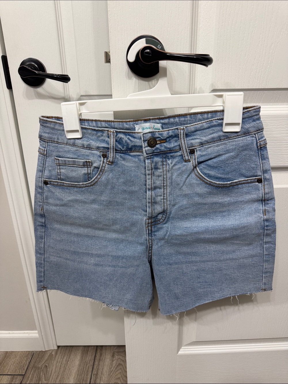 Grace & Lace Light Blue Denim Cutoff Shorts